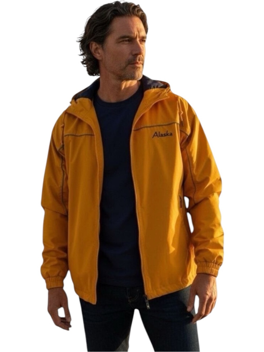 Cheneral Sailing Boating Hiking Hooded Reversible Rain Jacket Men's Small
